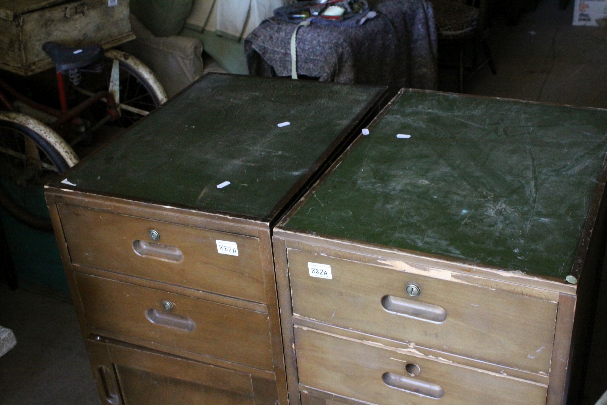 Pair of Edwardian / Early 20th century Office / Shop Cabinets with Two Fitted Drawers and - Image 2 of 4