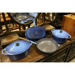 Two Cast Iron ' French Cousances Lidded Tureen and Frying Pan together with a Le Crueset Griddle