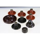 Bakelite - Six single stem candlesticks, advertising ashtray and other items (9)