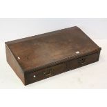 Early 19th century Table Top Clerks Desk with sloping writing surface, above two drawers, one drawer