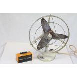 Mid 20th century Metal Table Fan and Mid 20th century Plastic Perpetual Desk Calendar