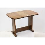 Small Oak Trestle Style Drop Flap Table, 54cms long x 53cms high
