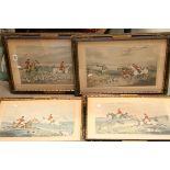 After H Alken, Set of Four 19th century Coloured Fox Hunting Engravings, engraved by C Bentley ( The