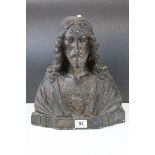 Early to Mid 20th century Plaster Bust of Jesus, 34cms high