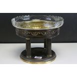 Gilt Metal Secessionist Style Centrepiece Bowl comprising a glass bowl held on a stand of four
