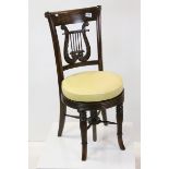William IV Harpist's / Music Chair, the curved back with lyre splat, revolving height adjustable