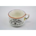 Fieldings Anti Nazi Miniature Chamber Pot Ashtray "Flip Your Ashes On Old Nasty", With Adolf