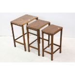 Oak Nest of Three Tables, 45cms wide x 54cms high