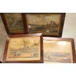 Set of Four 19th century Coloured Engravings ' St Albans Grand Steeple Chase ' Plates no. 1 to 4,