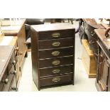 Victorian Pine and Mahogany Chest of Six Short Drawers, 50cms wide x 80cms high