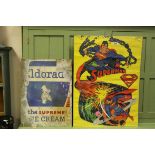 Eldorado Ice Cream Tin Advertising Sign 61cms x 46cms together with D C Comics ' Superman ' Poster