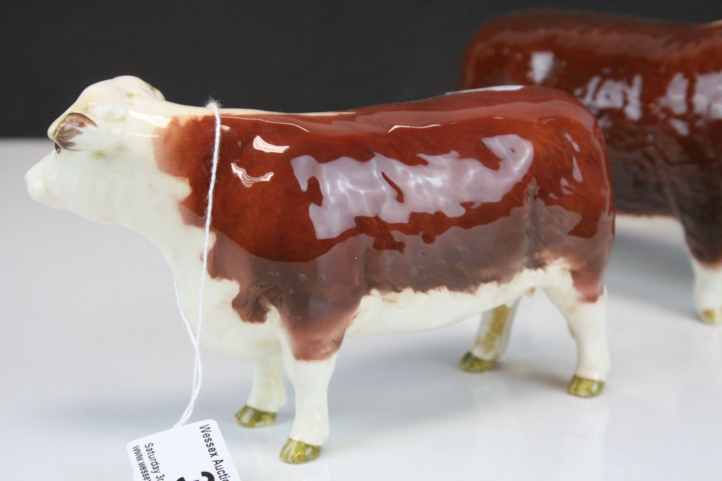 Beswick Hereford Bull (a/f), Beswick Hereford Cow and a Beswick Sheep and Lamb (both a/f) - Image 5 of 11