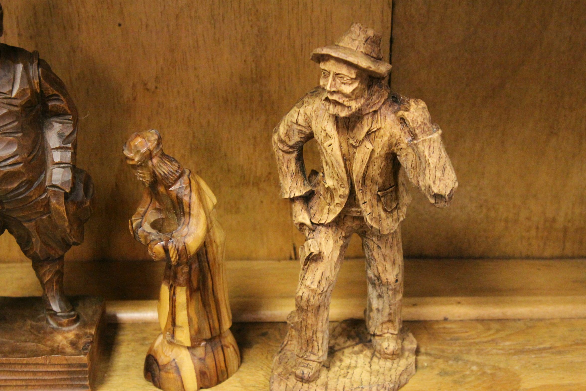 Four Eastern Europe Wooden Carved Figures (tallest 21cms) together with a Carved Wooden South East - Image 4 of 5