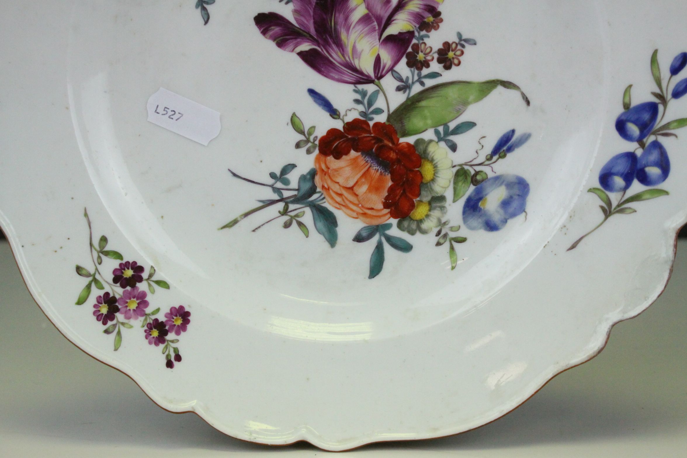 An early 20th century Meissen cabinet plate with floral decoration crossed sword mark to underside. - Image 3 of 6