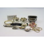 Mixed Collectables including Rolled Gold Bangle, Silver Mustard Pot, Chinese Ingot, Gents Swiss
