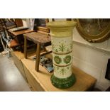 Leeds Art Pottery Green and Yellow Glazed Jardiniere Stand, 66cms high