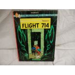 Signed Tintin Annual - Herge ' The Adventures of Tintin, Flight 714 ' first edition dated 1968