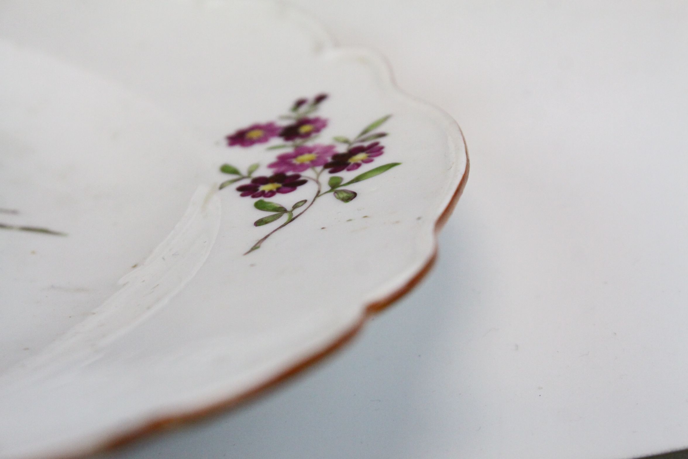 An early 20th century Meissen cabinet plate with floral decoration crossed sword mark to underside. - Image 6 of 6