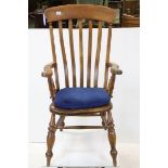19th century Elm and Beech Lathe Back Farmhouse Elbow Chair