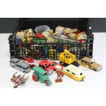 Trays of Loose Playworn Diecast Vehicles including including Dinky together with Toy Soldiers,