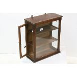 Late 19th / Early 20th century Oak Wall Hanging Display Cabinet with Two Shelves, 56cms wide x 54cms