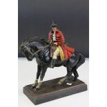 Cold Painted Spelter Match Striker in the form of a Highwayman on Horseback, 23cms high