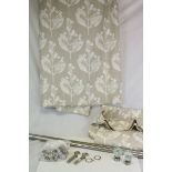 Pair of Laura Ashley Curtains, approx. 220cms x 220cms together with a Metal Curtain Pole with Rings