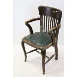 Early 20th century Lathe and Slat Back Elbow Office Chair