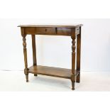 Hardwood Two Tier Hall Table with Small Drawer, 91cms wide x 93cms high