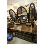 Early 20th century Oak Dressing Table with Three Mirrors and Three Drawers, 100cms wide x 183cms