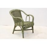 Child's Green Painted Wicker Chair