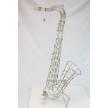 Metal Candle Holder in the form of a Saxophone, 92cms high