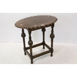 Early 20th century Oak Oval Table together with a Three Tier Folding Cakestand