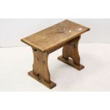 Oak Trestle Style Stool, 56cms wide x 41cms wide