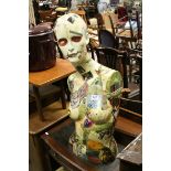 Female Upper Body Mannequin with decoupage style decoration, 74cms high