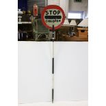 Metal Lollipot Sign ' Stop Children ' (one side repainted), 190cms high