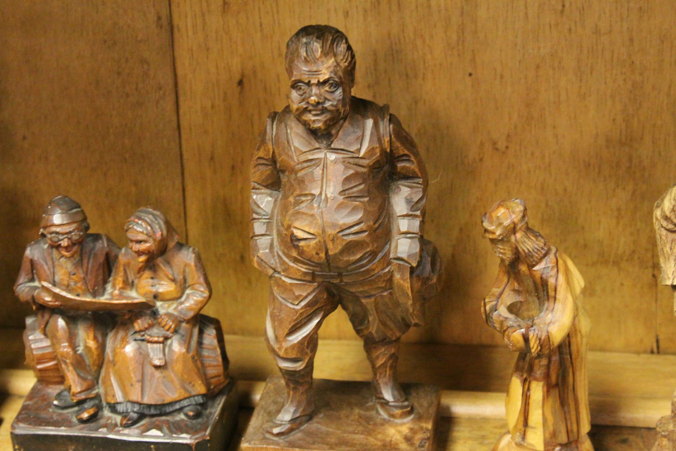 Four Eastern Europe Wooden Carved Figures (tallest 21cms) together with a Carved Wooden South East - Image 3 of 5