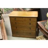 Late 19th / Early 20th century Oak Chest of Four Long Drawers, 84cms wide x 77cms high