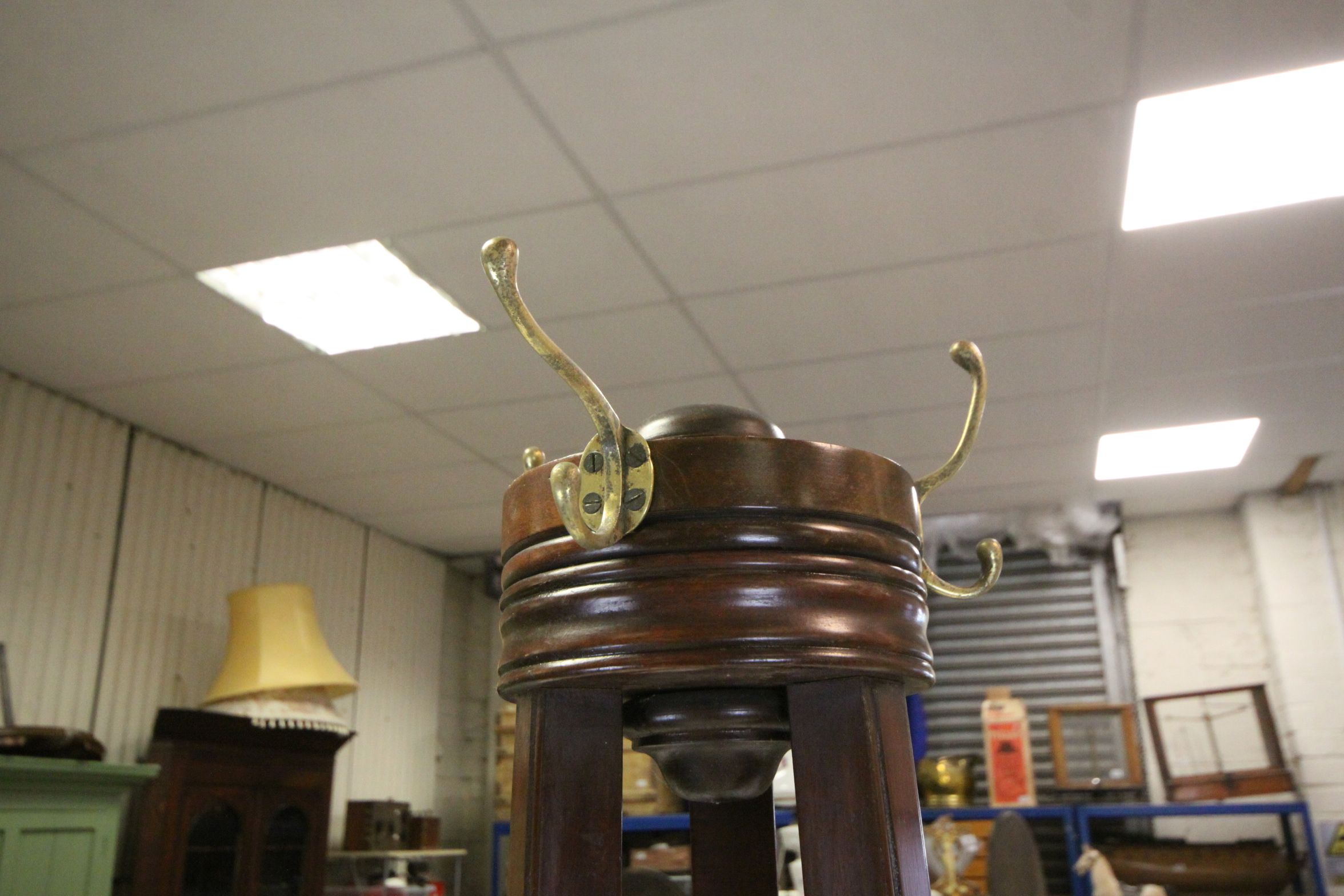 Late 19th / Early 20th century Mahogany Cloak and Stick Stand with Brass Fittings, 186cms high - Image 3 of 5