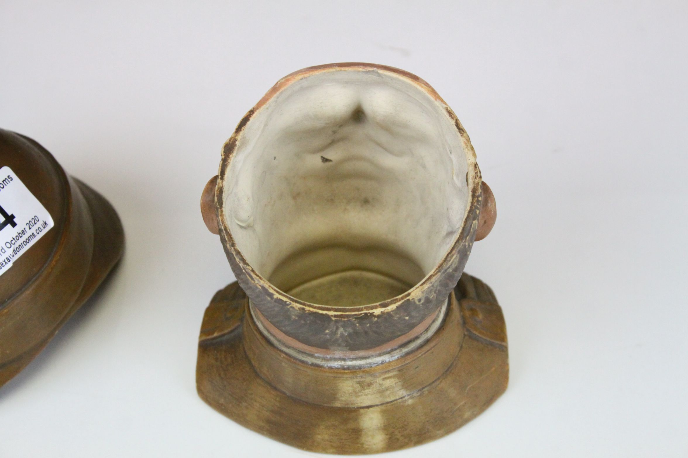 19th century Ceramic Lidded Tobacco Jar in the form of a British officer of the Boer War, marked - Image 3 of 7