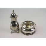 Silver Pepperette, Birmingham 1977 Broadway & Co, together with Silver Napkin Ring, Sheffield 1904