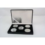 A Worth collection coin set of five silver coins featuring Winston Churchill and World War Two,