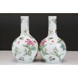 Pair of Chinese Enamelled Vases decorated with Flowers and Butterflies
