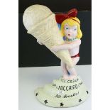 Vintage Style Advertising Model in the form of a Girl holding an Ice Cream marked Ritz , 56cms high