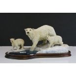 A limited edition large sculpture of polar bear and young signed Gail 37/50.