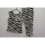 Dolce & Gabbana zebra print two piece comprising sleeveless top and high waisted capri trousers,