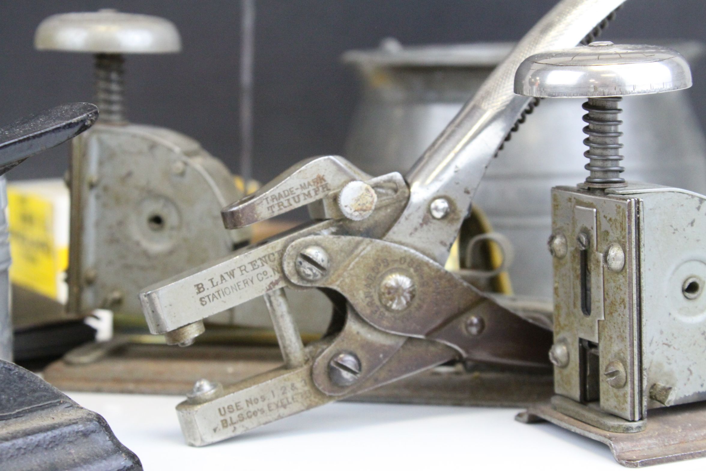 Collection of Vintage Office Equipment including Pen Holders, Stamps, Staplers, Blotter, etc - Image 3 of 7