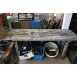 Oak Plank Top Table raised on square legs, 182cms long x 74cms high