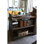 Early to Mid 20th century Industrial / Workshop Three Tier Wooden Trolley on Castors, 101cms long