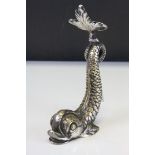 Silver plated stylised Dolphin.